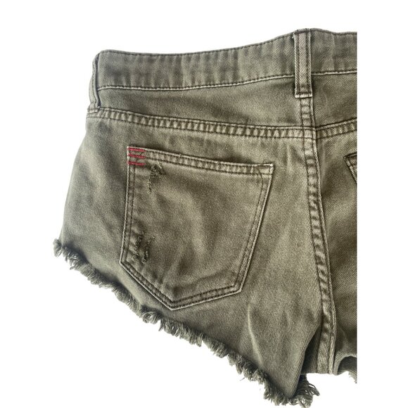 Urban Outfitters BDG Low Rise Dolphin Denim Shorts Olive Army Green - 27 - Picture 7 of 8